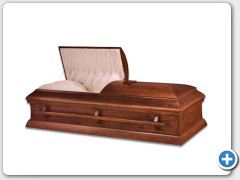 Derry - Hardwood Poplar casket, Walnut finish, woodbar handle, Star of David, solid wood bottom, interior Crepe Rose tan material.